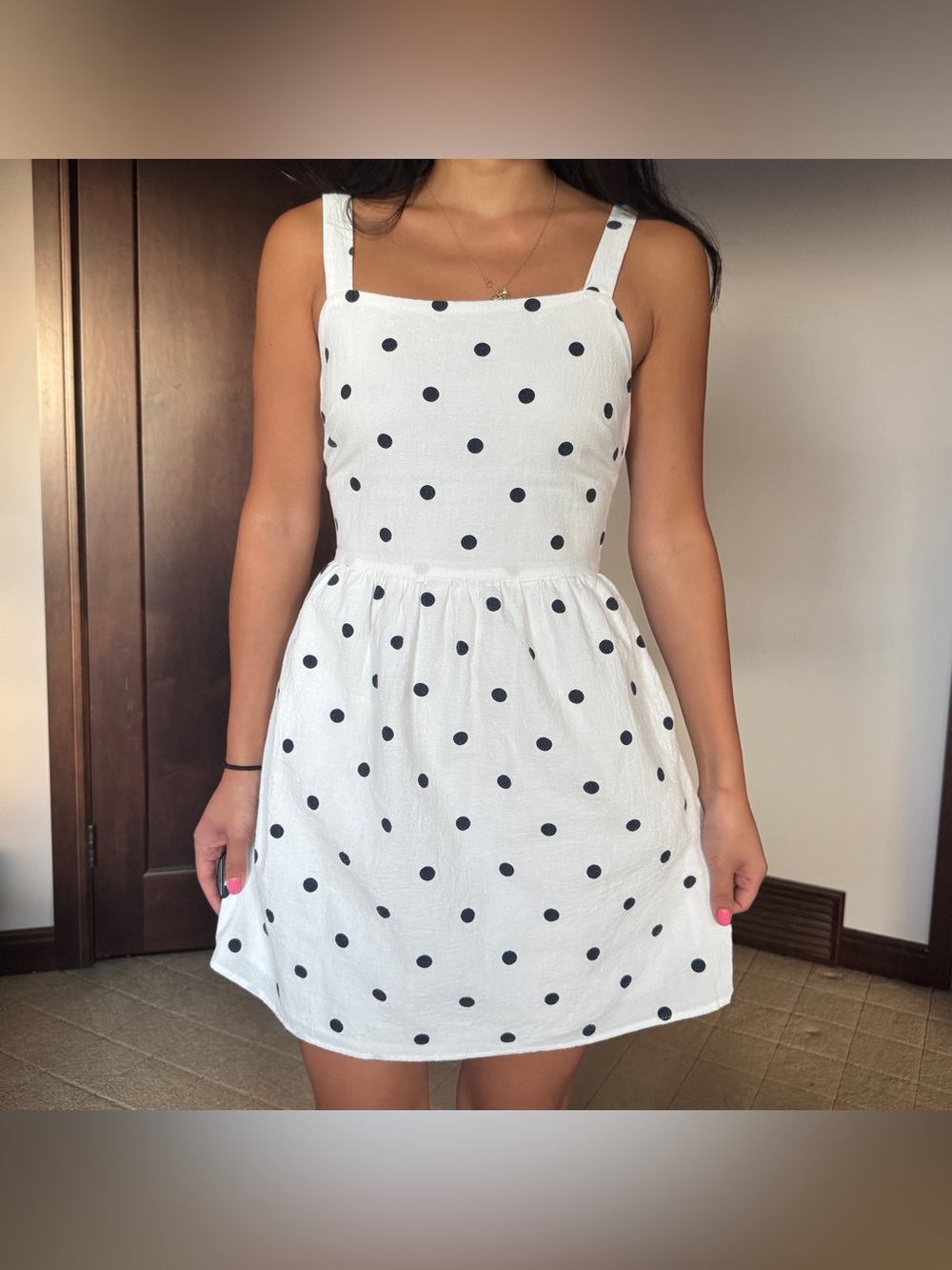 White & Black polka dot mini dress